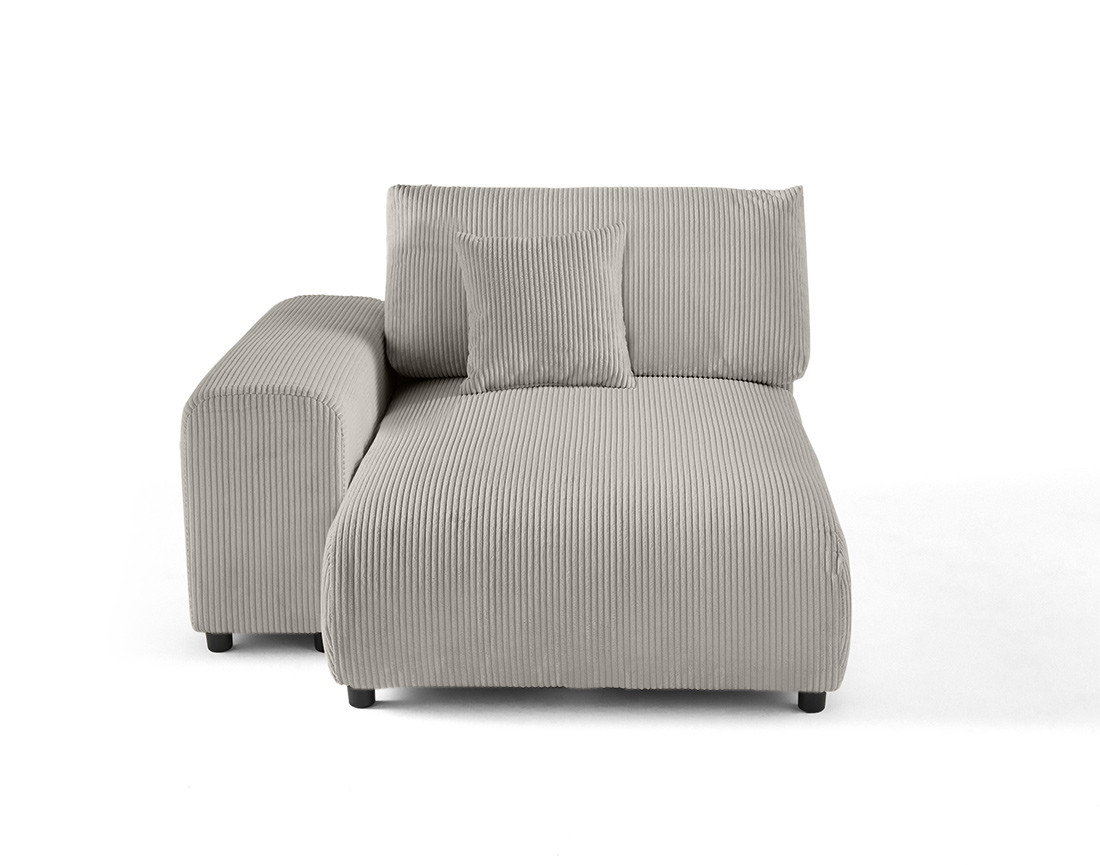 Module d'assise méridienne gauche en velours côtelé Garance