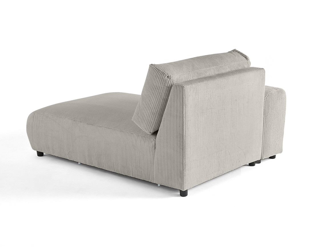 Module d'assise méridienne gauche en velours côtelé Garance