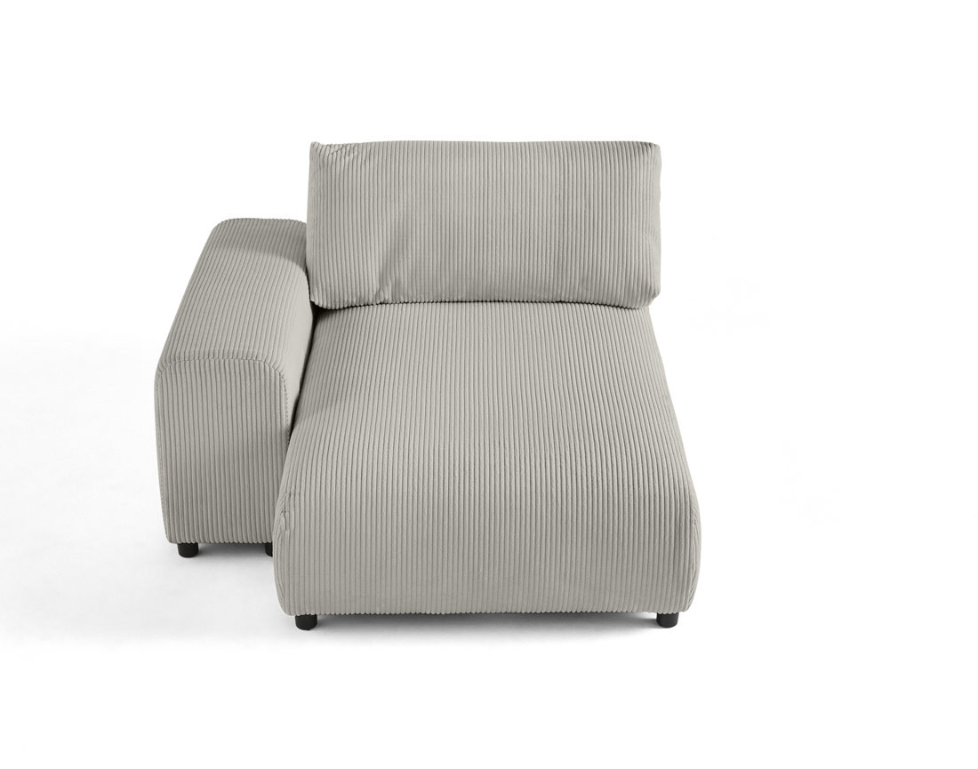 Module d'assise méridienne gauche en velours côtelé Garance