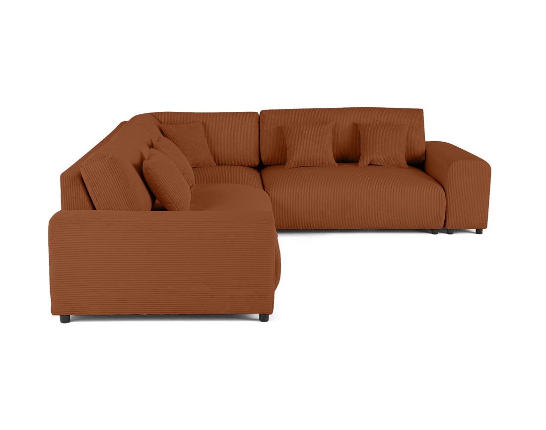 Canapé modulable d'angle droit 5 places en velours côtelé Garance
