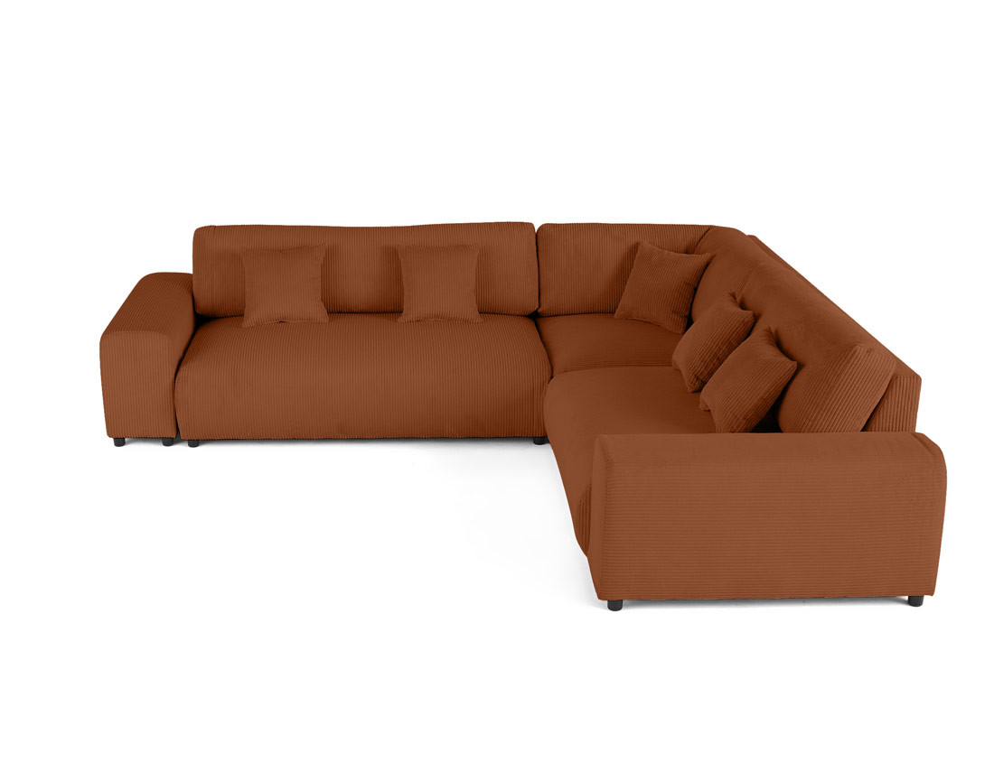 Canapé modulable d'angle droit 5 places en velours côtelé Garance