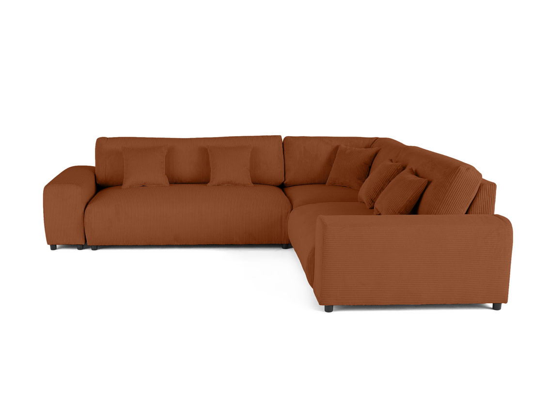 Canapé modulable d'angle droit 5 places en velours côtelé Garance