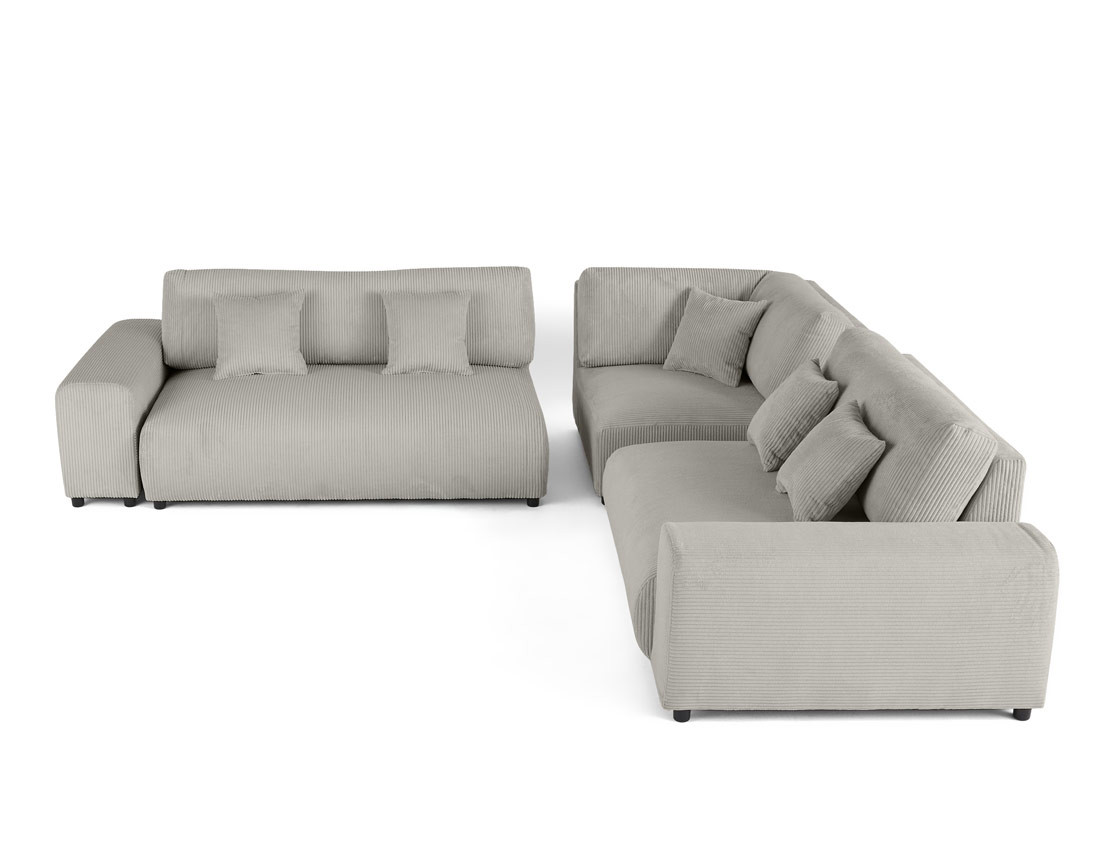 Canapé modulable d'angle droit 5 places en velours côtelé Garance