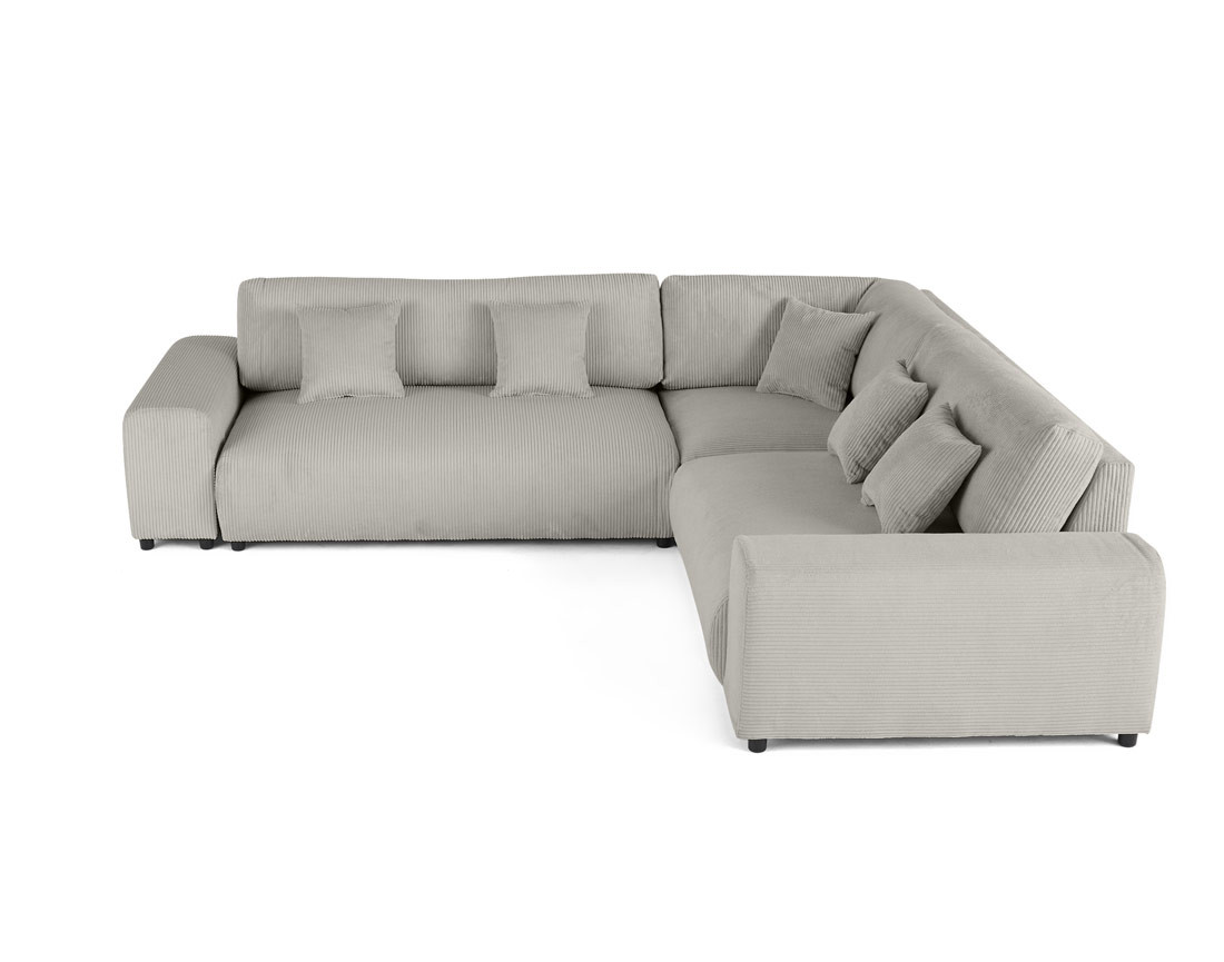 Canapé modulable d'angle droit 5 places en velours côtelé Garance