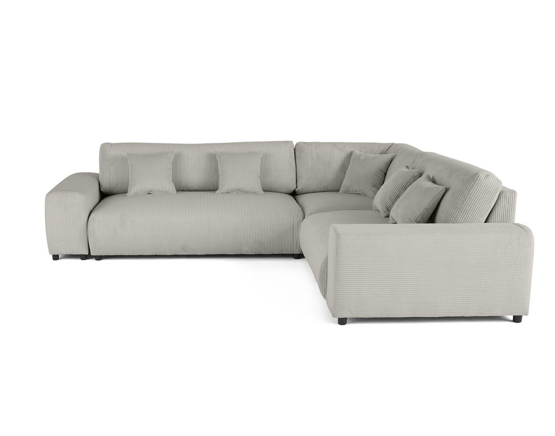 Canapé modulable d'angle droit 5 places en velours côtelé Garance