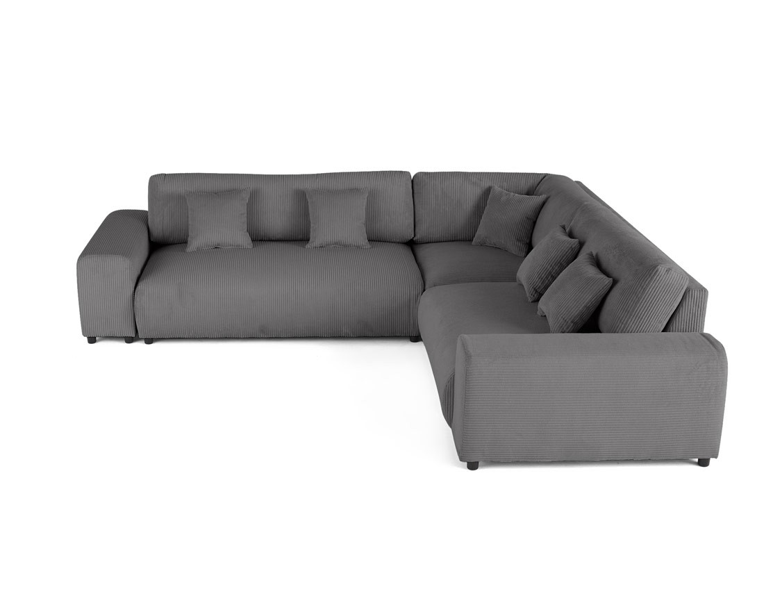 Canapé modulable d'angle droit 5 places en velours côtelé Garance