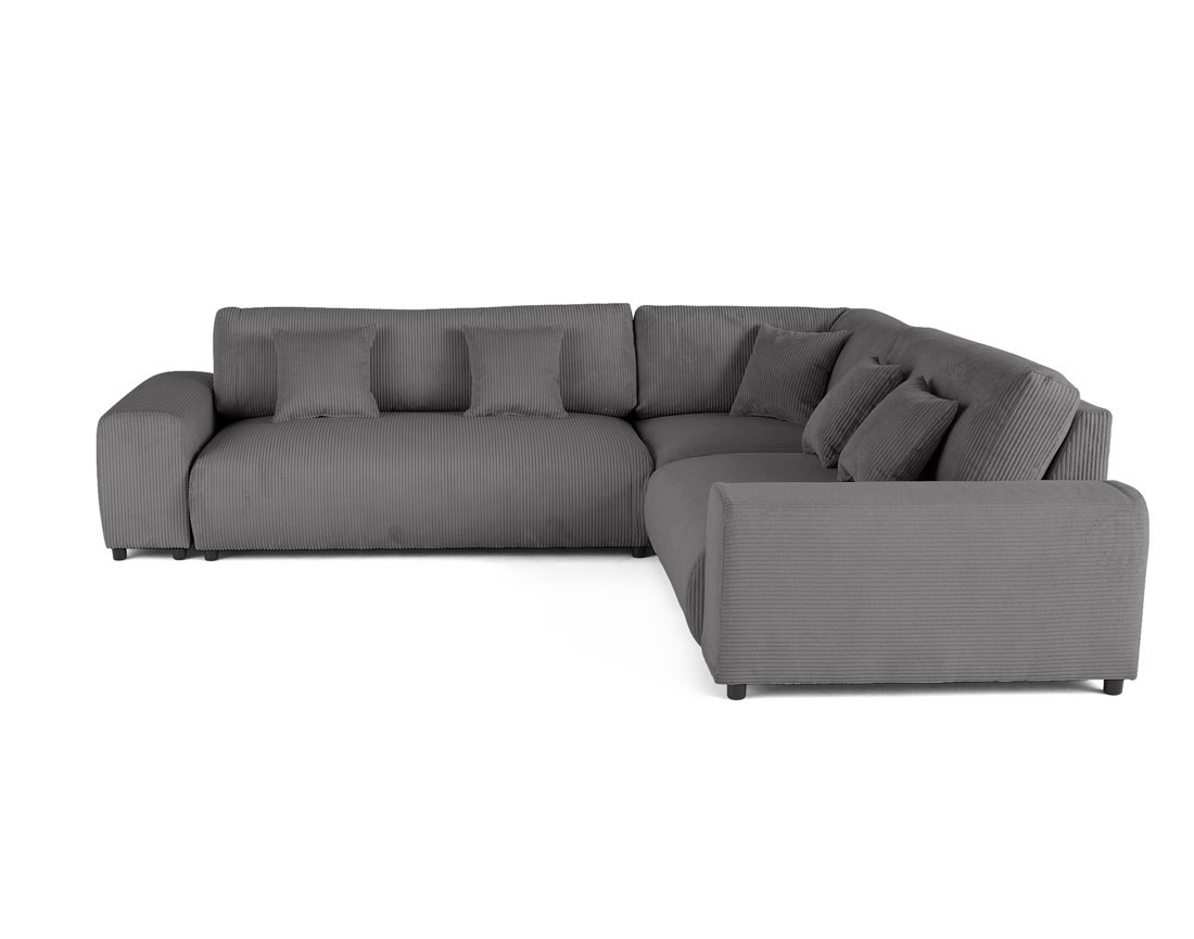 Canapé modulable d'angle droit 5 places en velours côtelé Garance