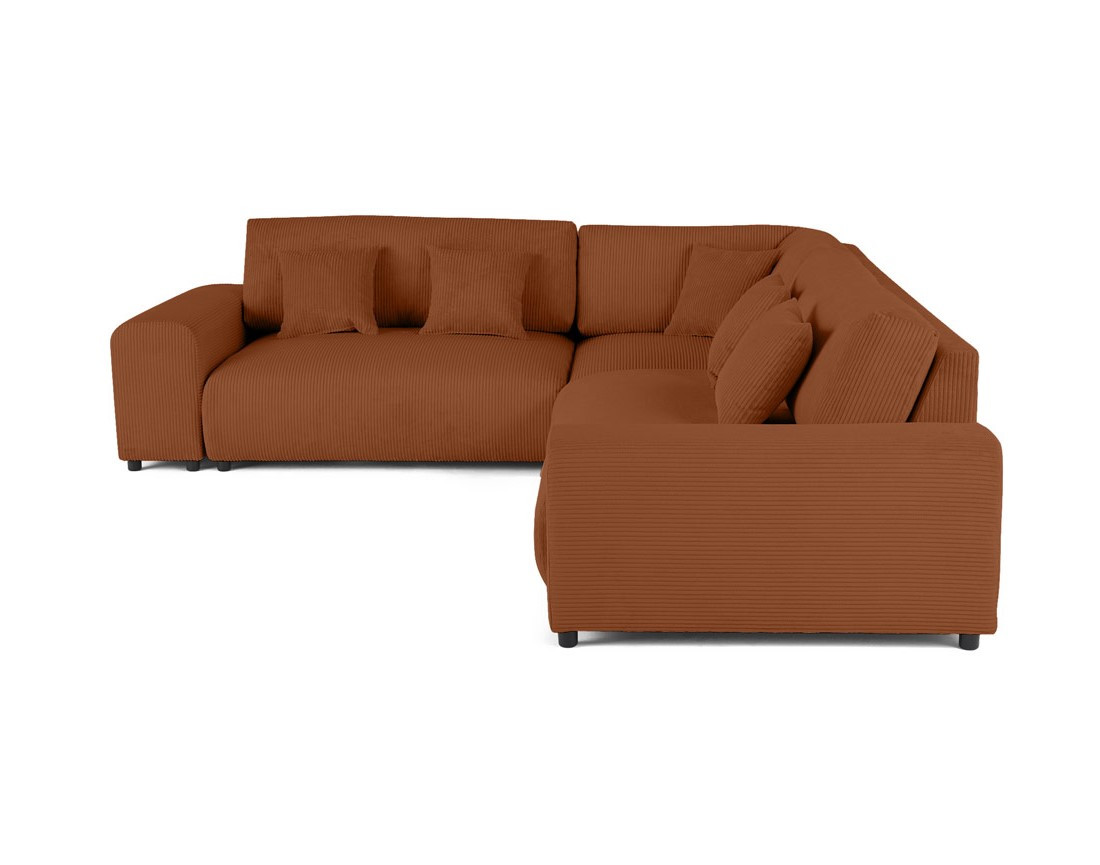 Canapé modulable d'angle gauche 5 places en velours côtelé Garance