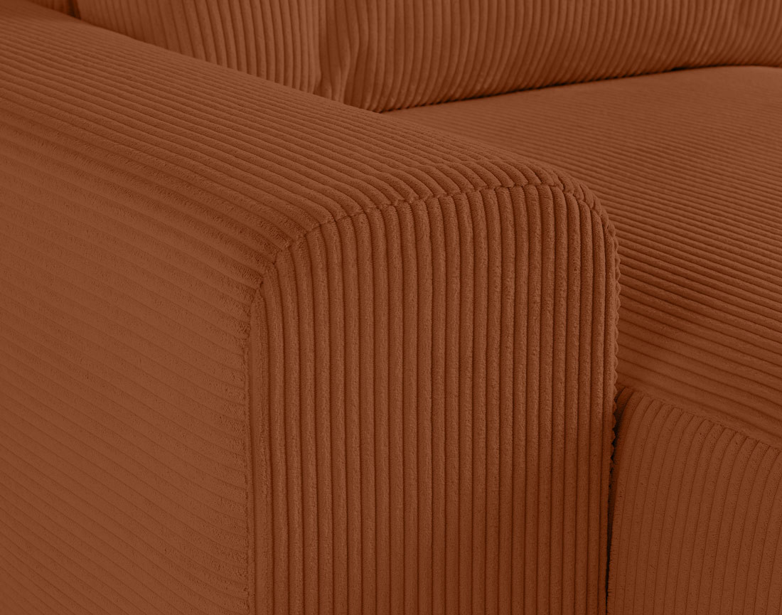 Canapé modulable d'angle gauche 5 places en velours côtelé Garance