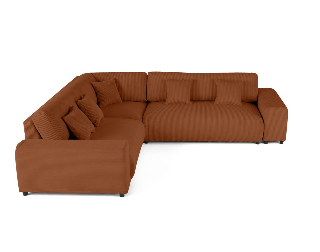 Canapé modulable d'angle gauche 5 places en velours côtelé Garance