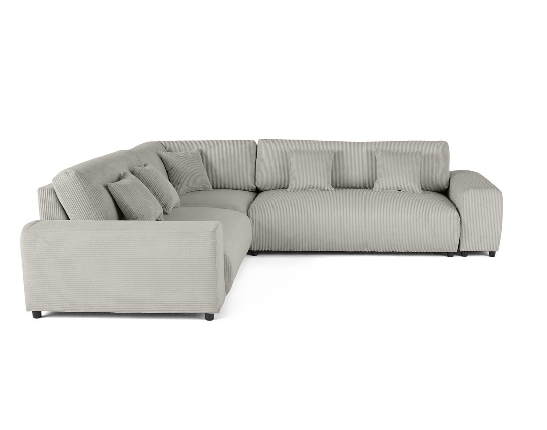 Canapé modulable d'angle gauche 5 places en velours côtelé Garance