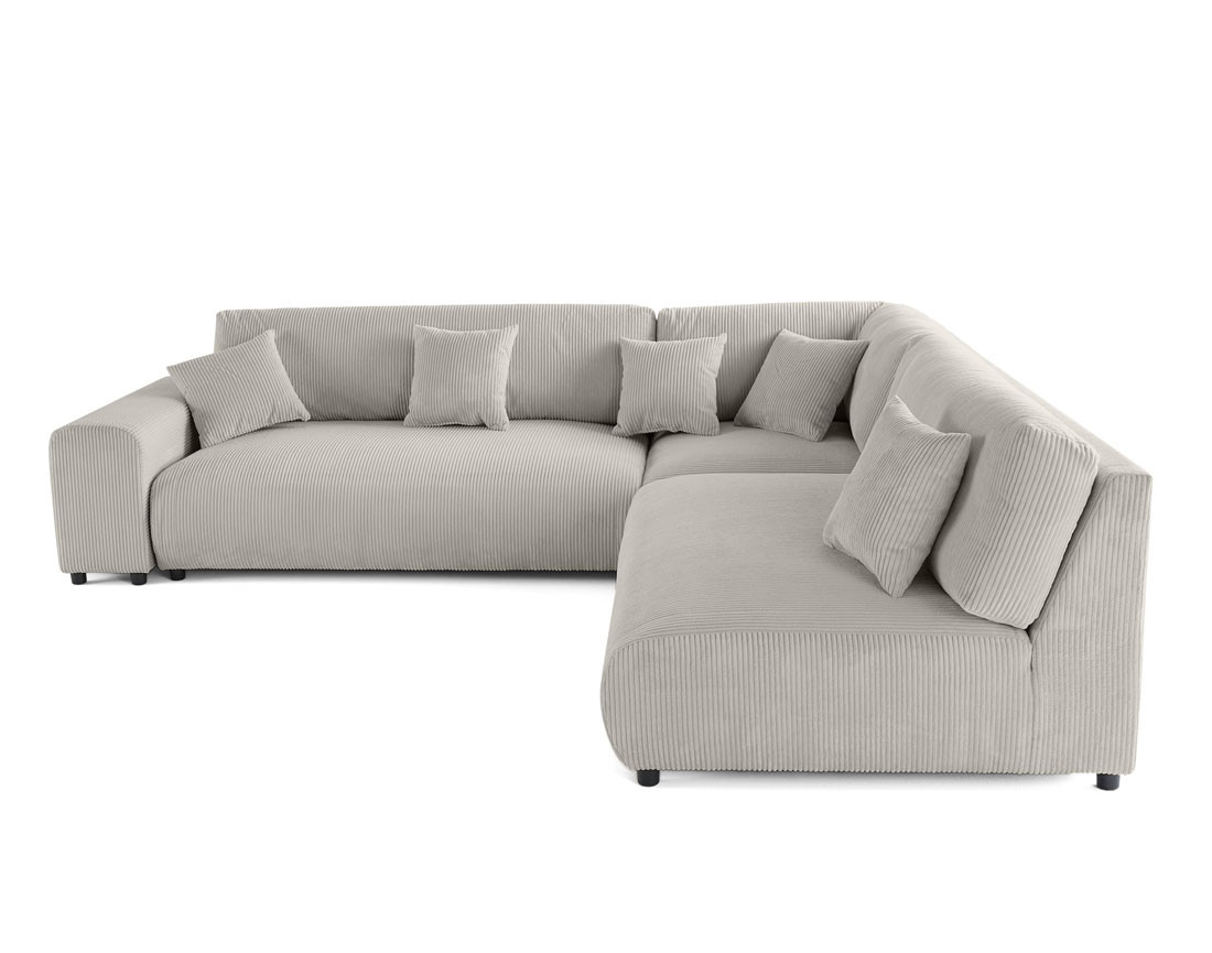 Canapé modulable d'angle droit 6 places en velours côtelé Garance