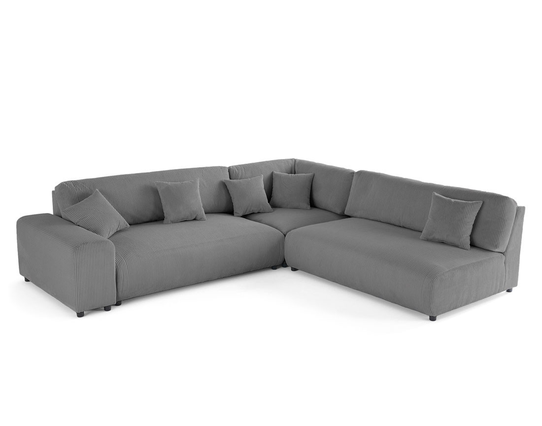 Canapé modulable d'angle droit 6 places en velours côtelé Garance