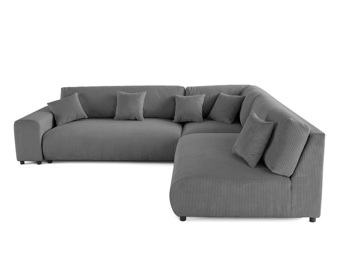 Canapé modulable d'angle droit 6 places en velours côtelé Garance