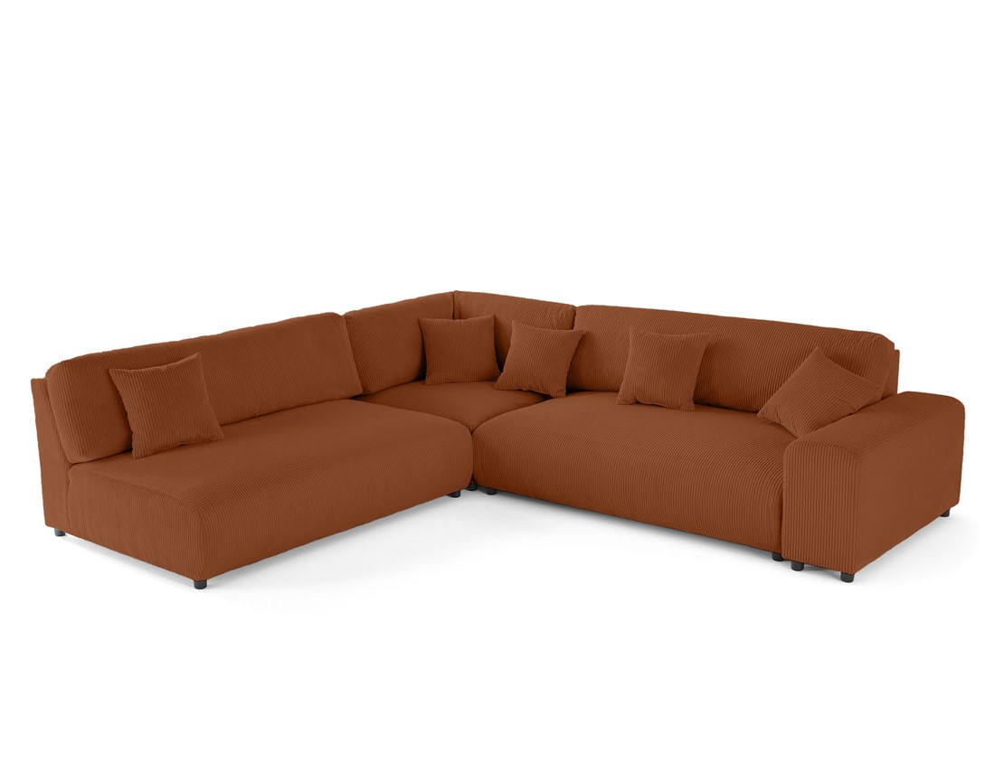 Canapé modulable d'angle gauche 6 places en velours côtelé Garance