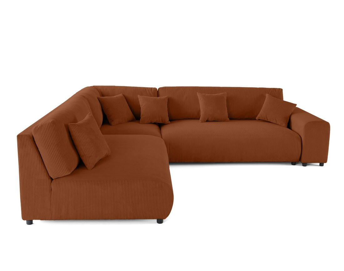 Canapé modulable d'angle gauche 6 places en velours côtelé Garance