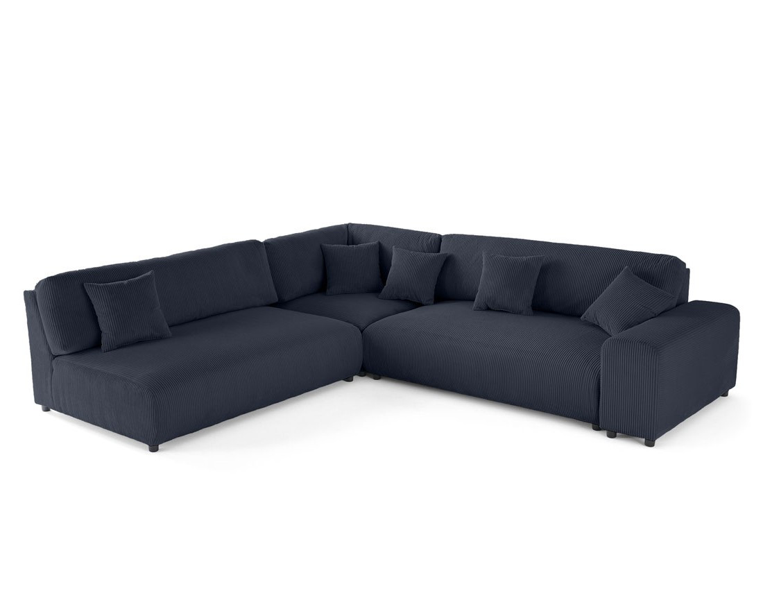 Canapé modulable d'angle gauche 6 places en velours côtelé Garance