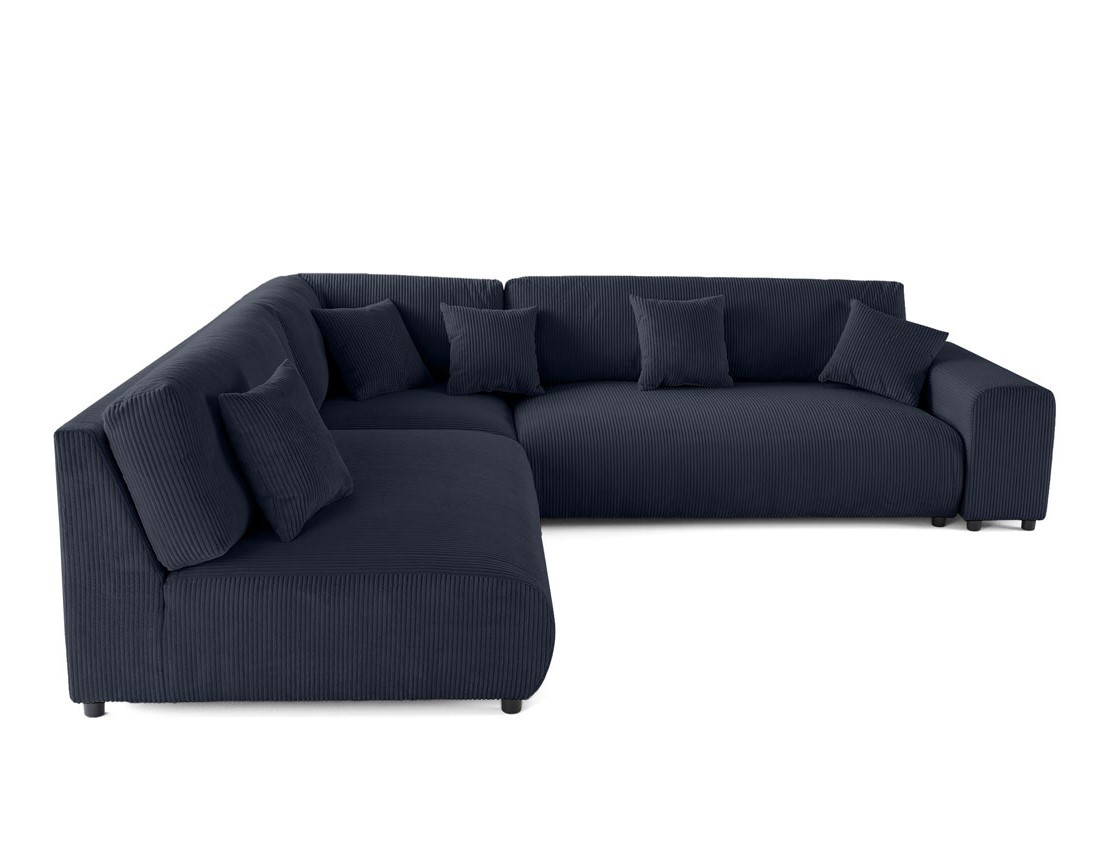 Canapé modulable d'angle gauche 6 places en velours côtelé Garance