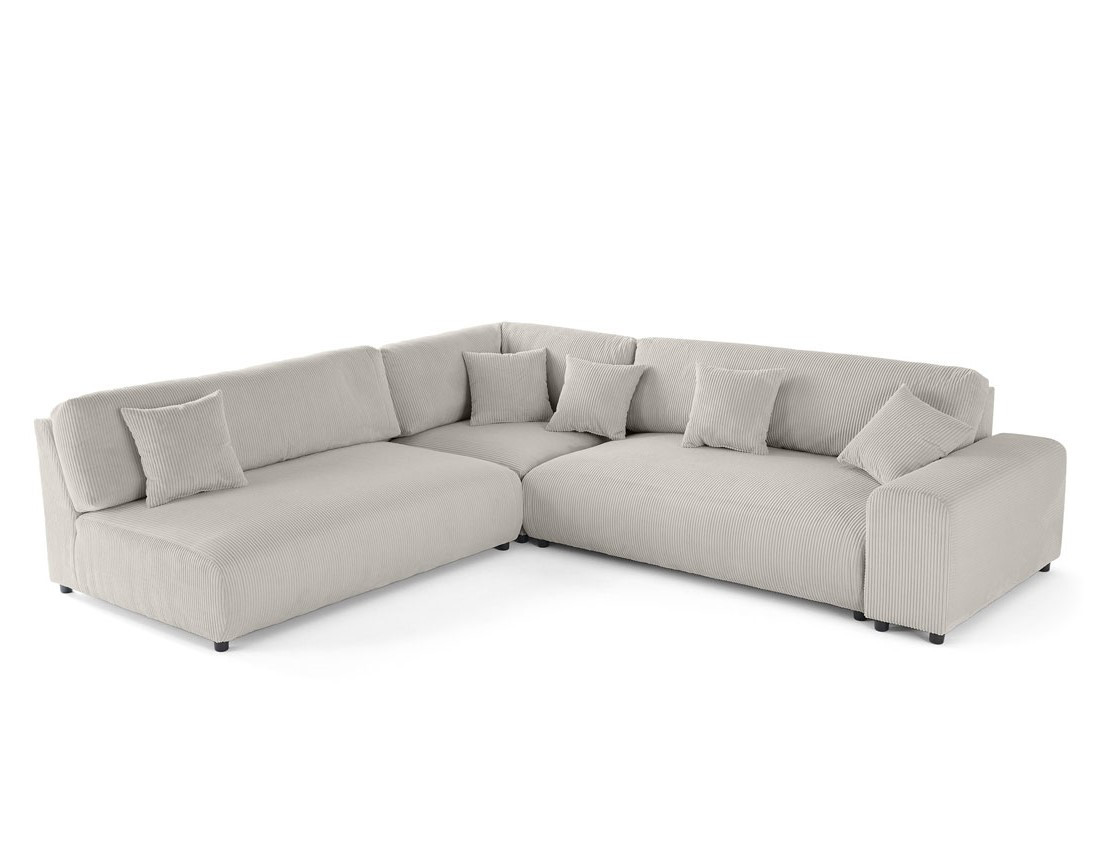 Canapé modulable d'angle gauche 6 places en velours côtelé Garance