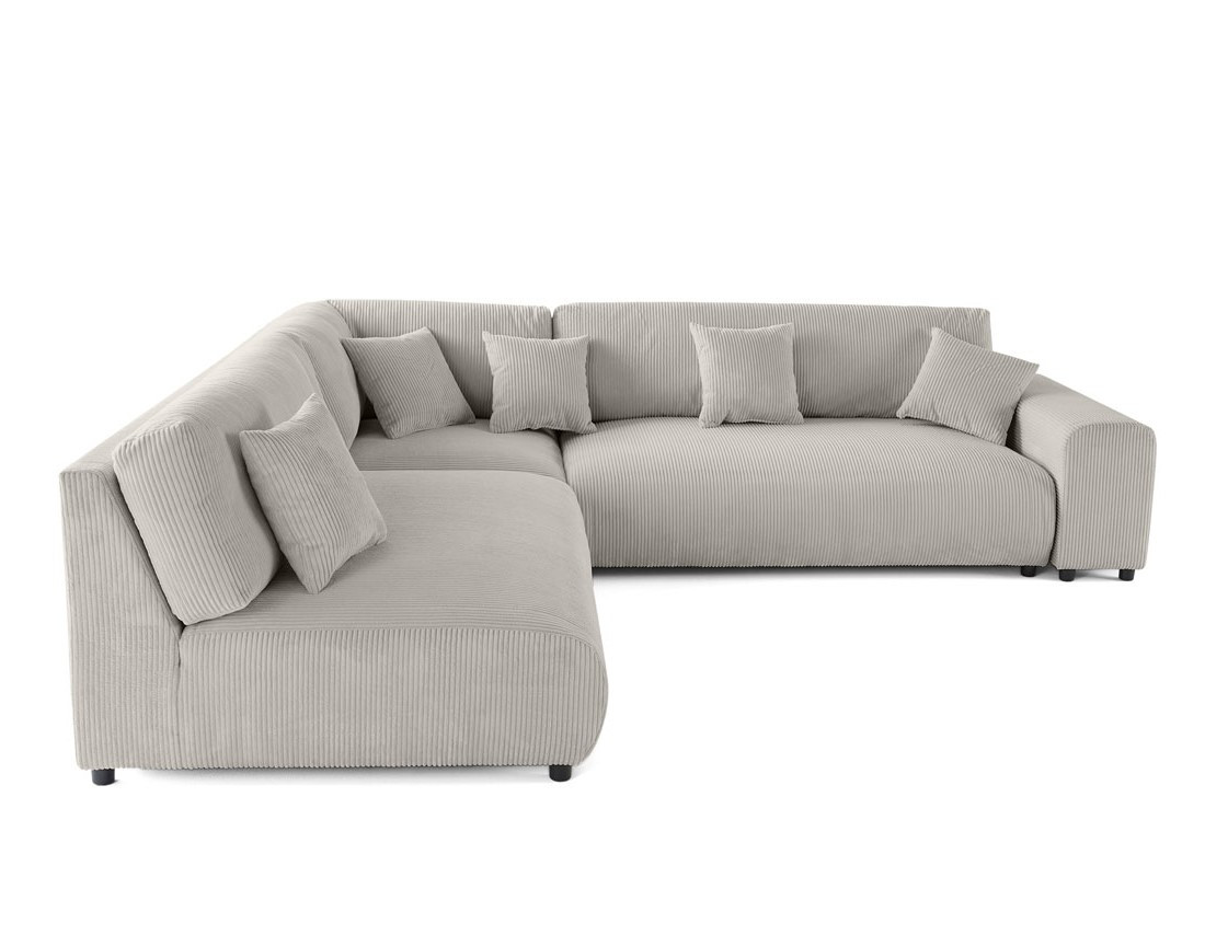 Canapé modulable d'angle gauche 6 places en velours côtelé Garance