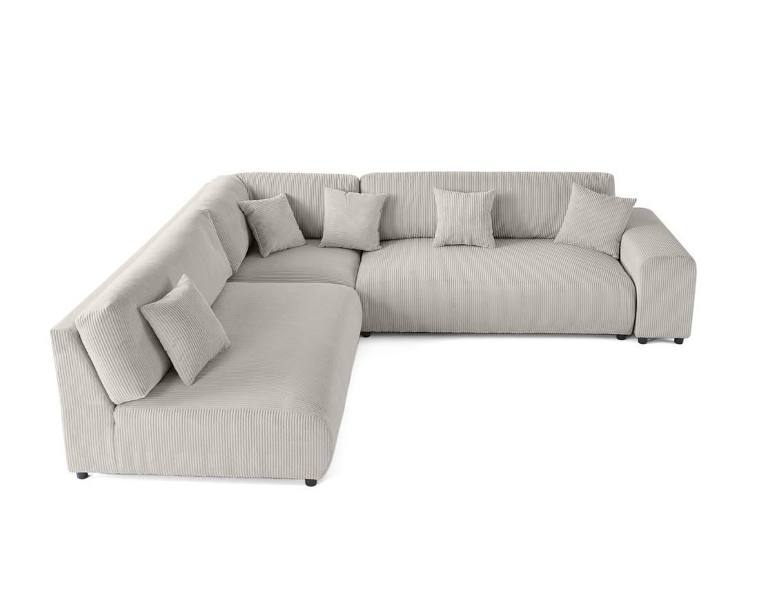 Canapé modulable d'angle gauche 6 places en velours côtelé Garance
