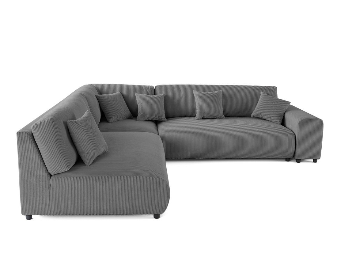 Canapé modulable d'angle gauche 6 places en velours côtelé Garance