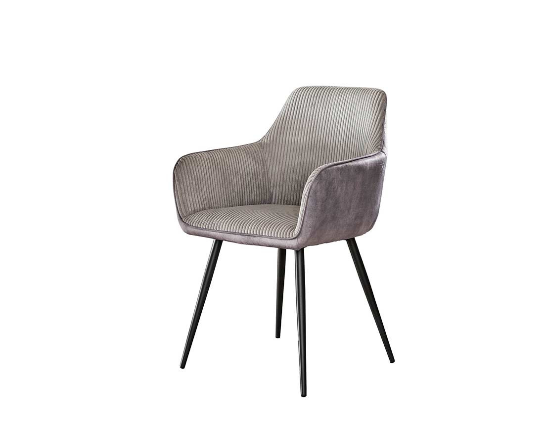 Lot de 2 fauteuils en velours côtelé et velours gris Lormi