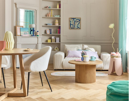 Canapé droit 2 places en velours côtelé Garance