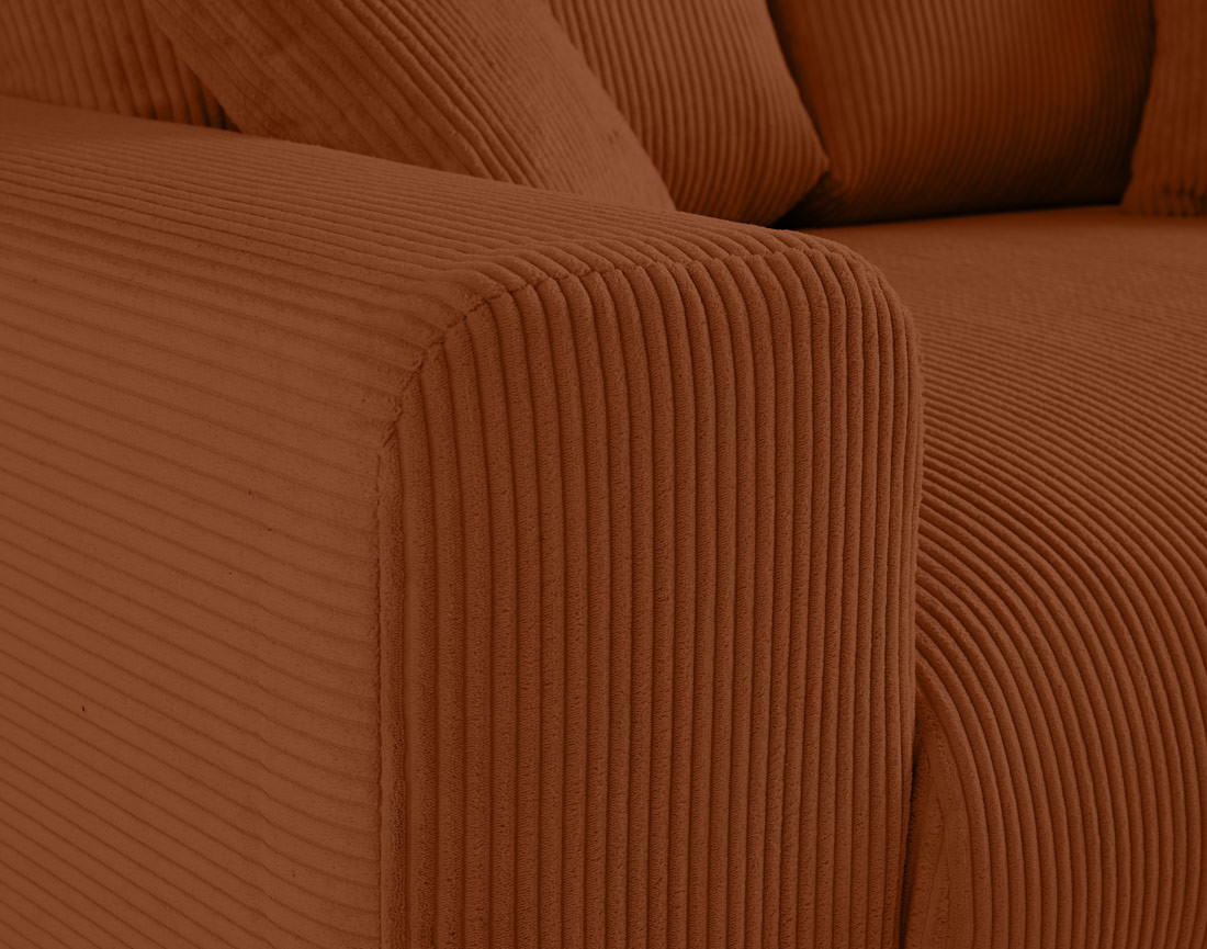 Canapé droit 2 places en velours côtelé Garance