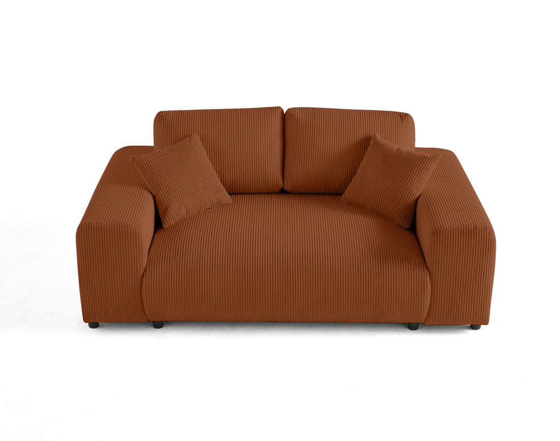 Canapé droit 2 places en velours côtelé Garance