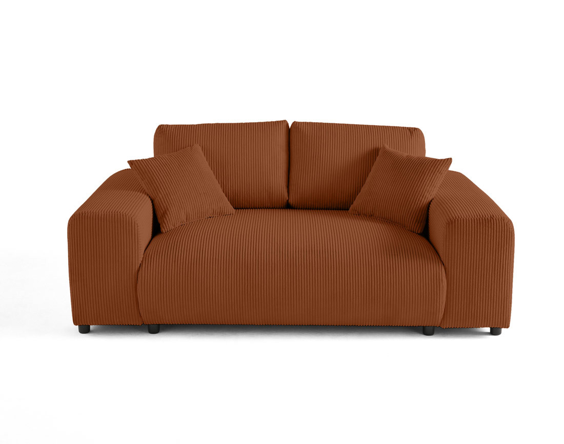Canapé droit 2 places en velours côtelé Garance