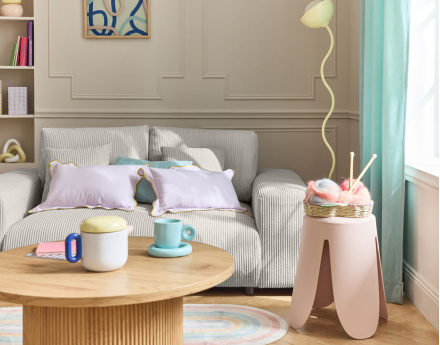 Canapé droit 2 places en velours côtelé Garance