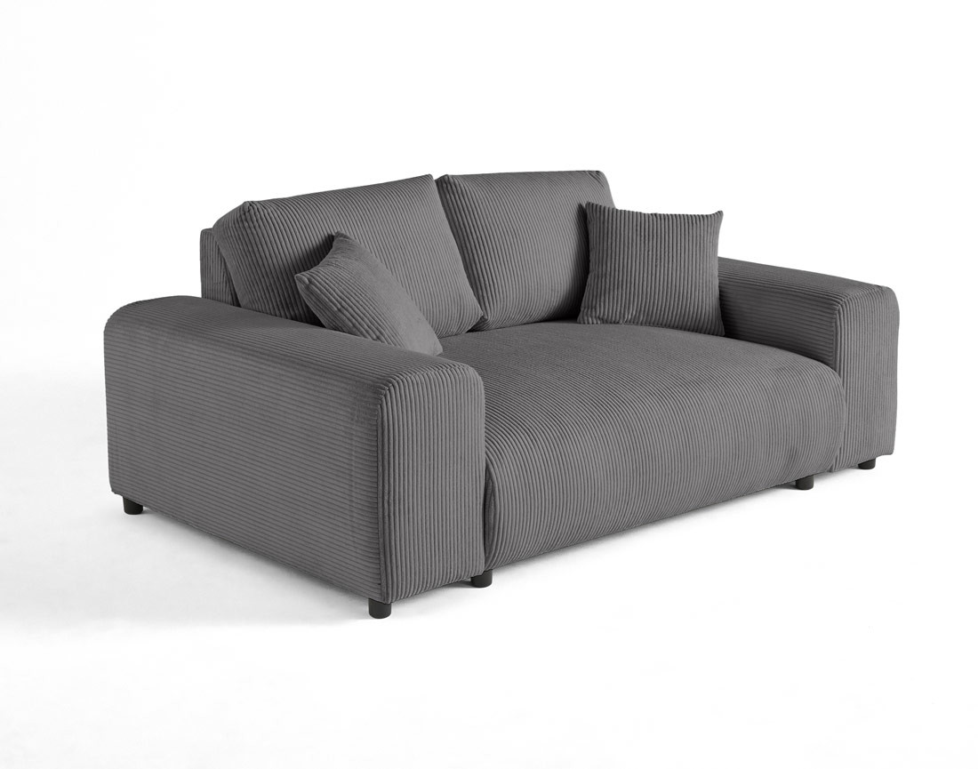 Canapé droit 2 places en velours côtelé Garance