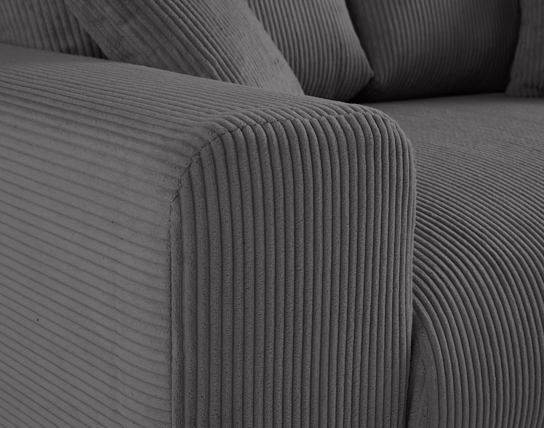 Canapé droit 2 places en velours côtelé Garance