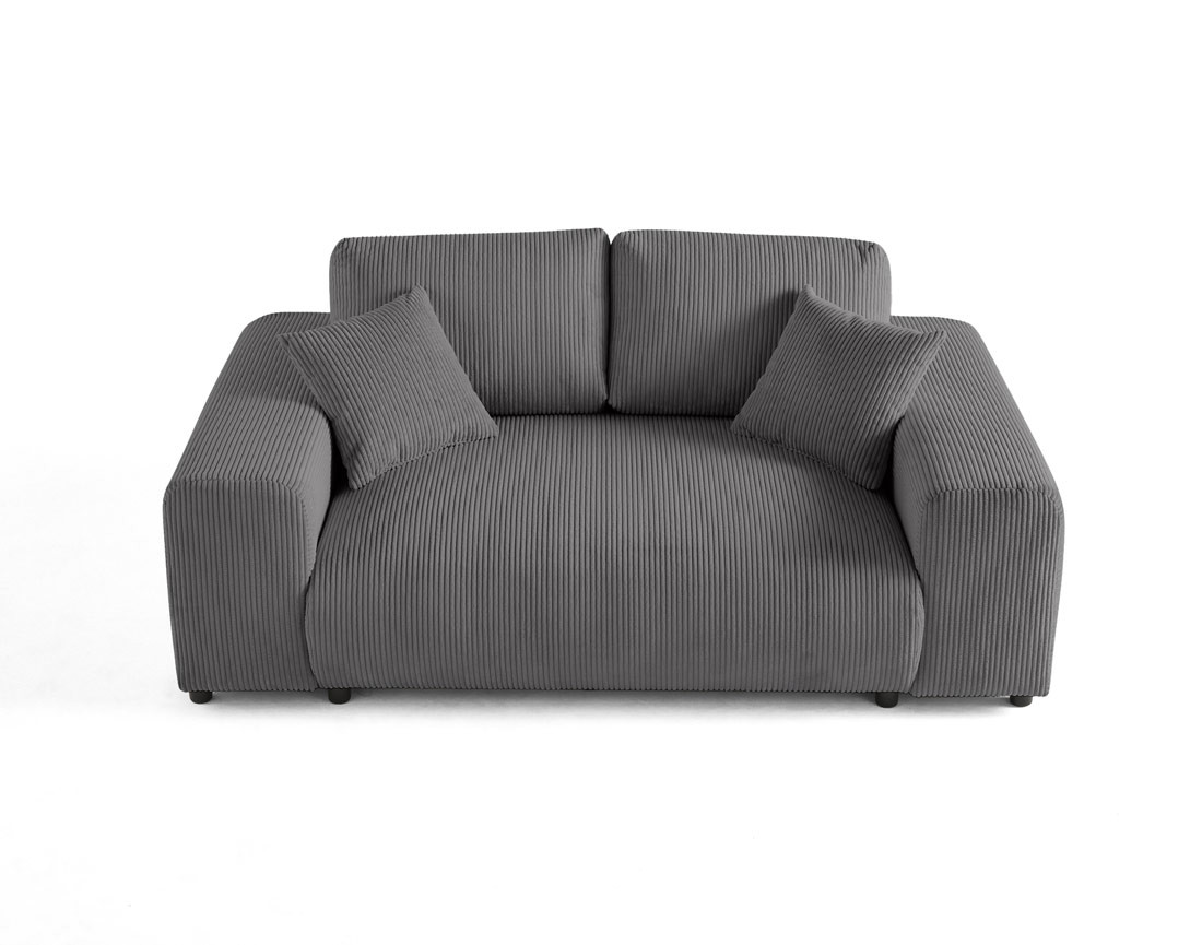 Canapé droit 2 places en velours côtelé Garance