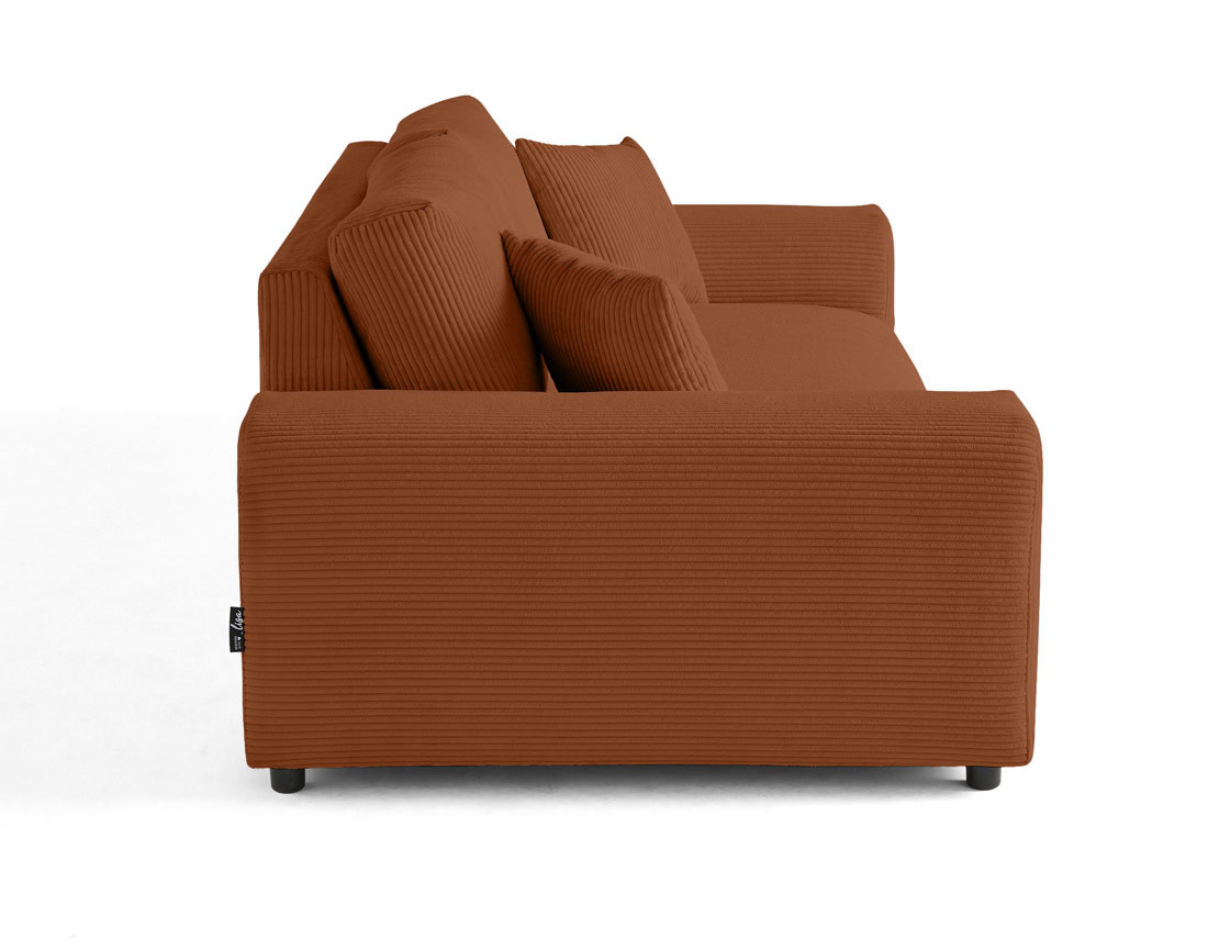 Canapé droit 3 places en velours côtelé Garance