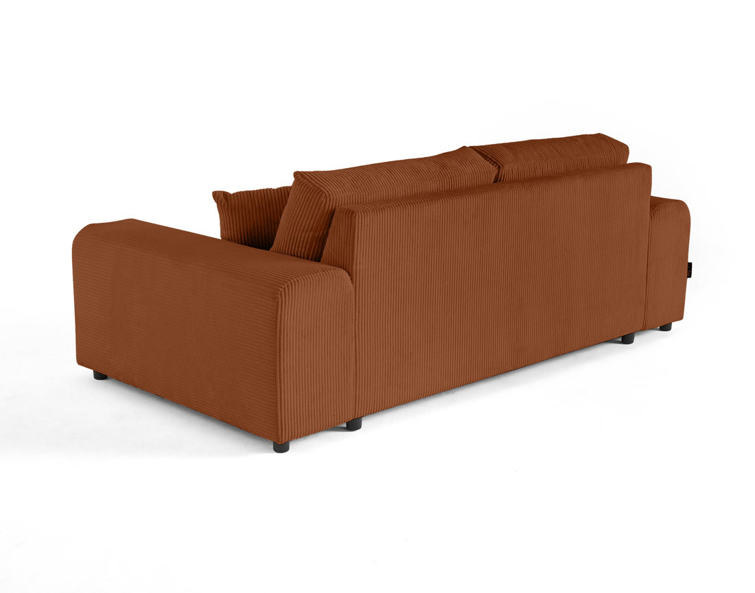 Canapé droit 3 places en velours côtelé Garance