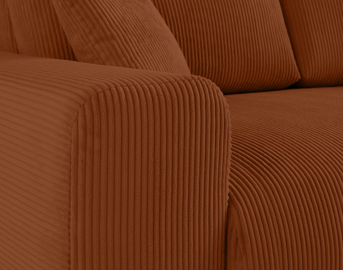 Canapé droit 3 places en velours côtelé Garance