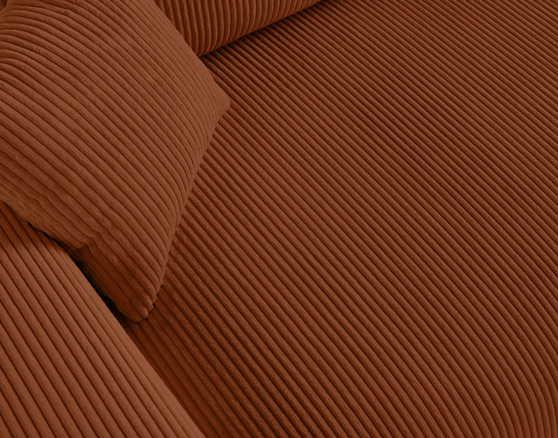 Canapé droit 3 places en velours côtelé Garance