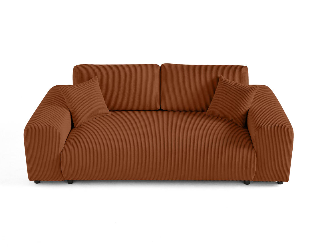 Canapé droit 3 places en velours côtelé Garance