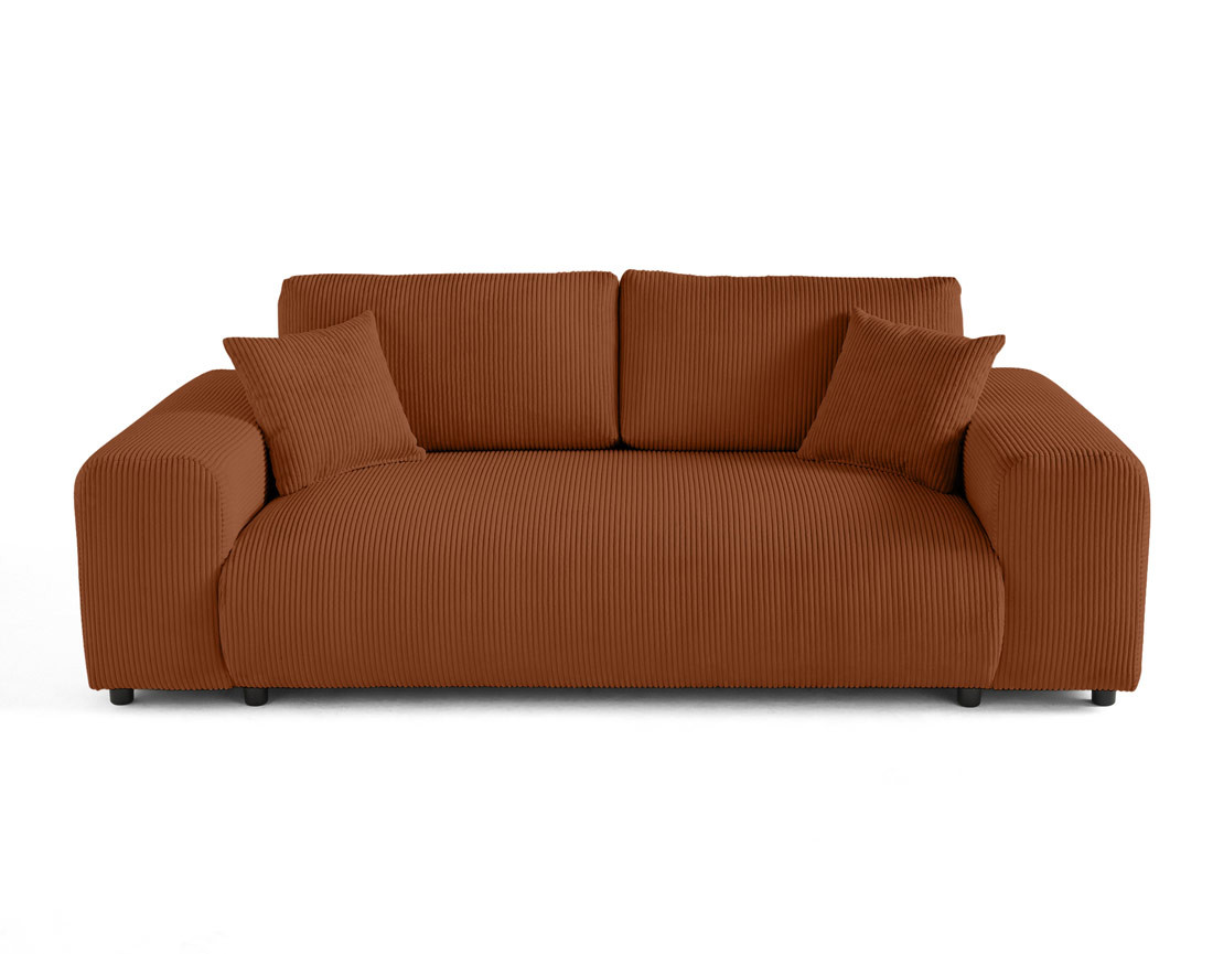 Canapé droit 3 places en velours côtelé Garance