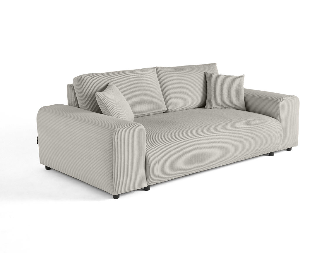 Canapé droit 3 places en velours côtelé Garance