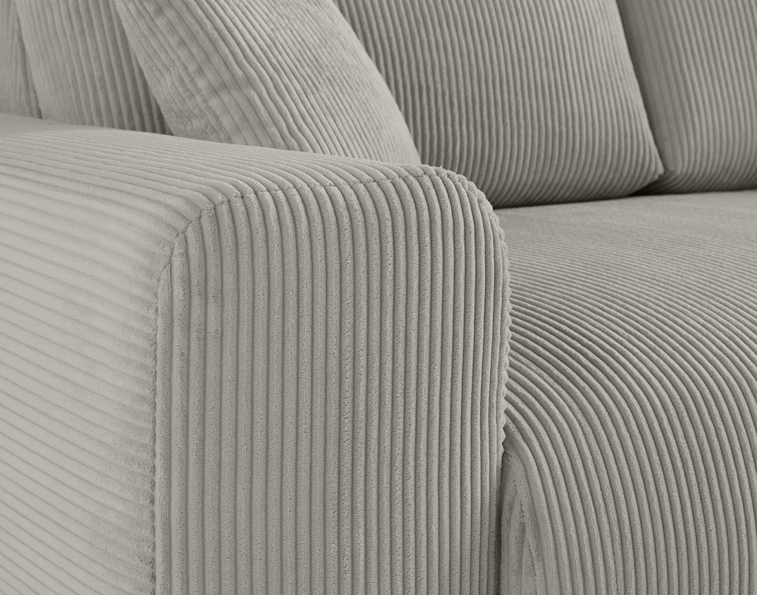 Canapé droit 3 places en velours côtelé Garance