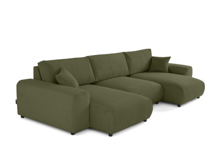 Canapé panoramique en U 7 places en velours côtelé Garance