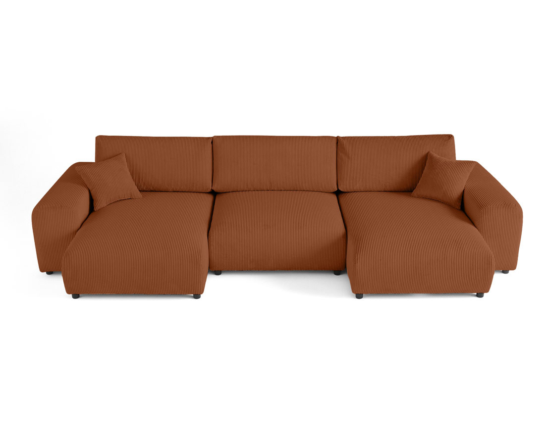 Canapé panoramique en U 7 places en velours côtelé Garance