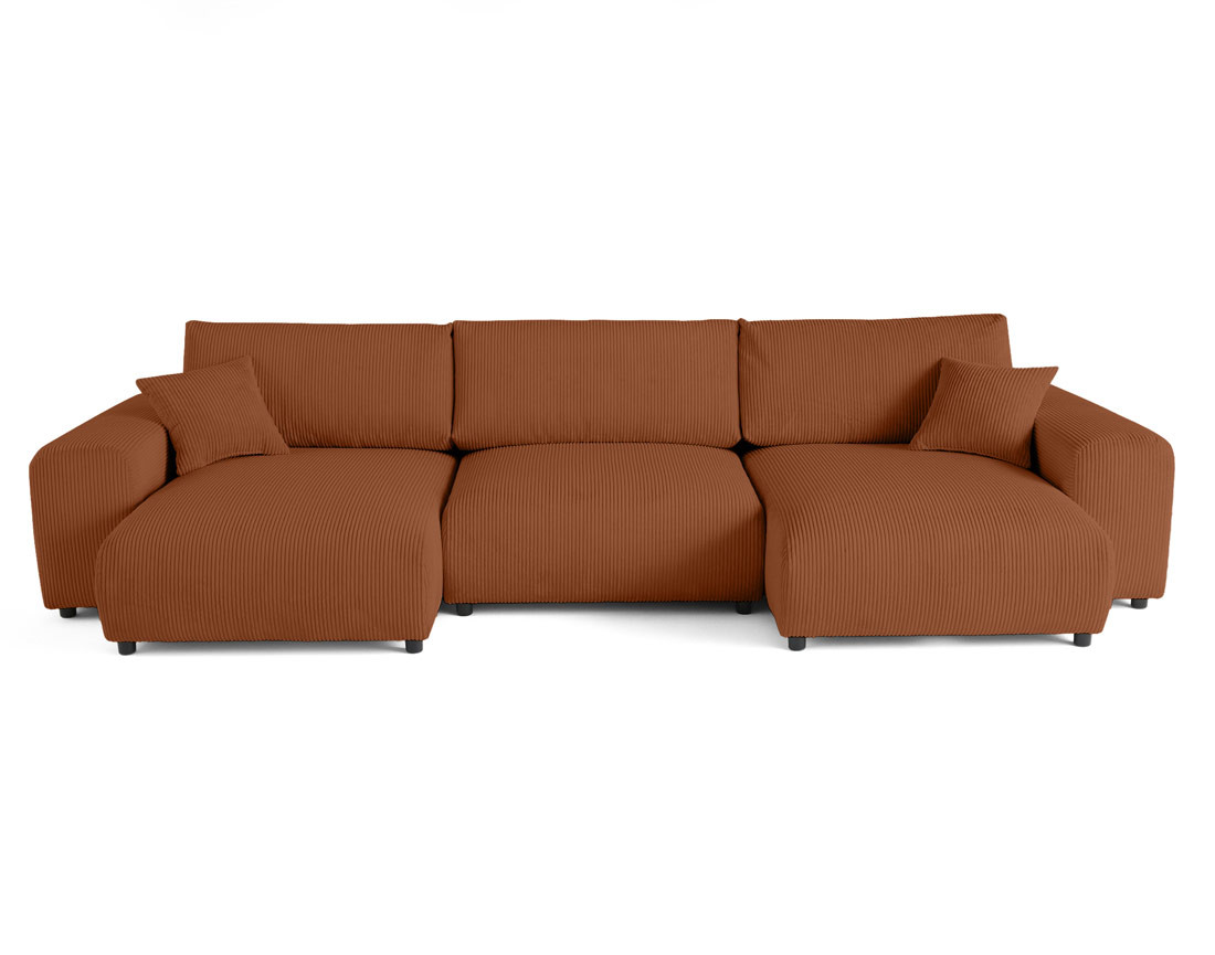 Canapé panoramique en U 7 places en velours côtelé Garance