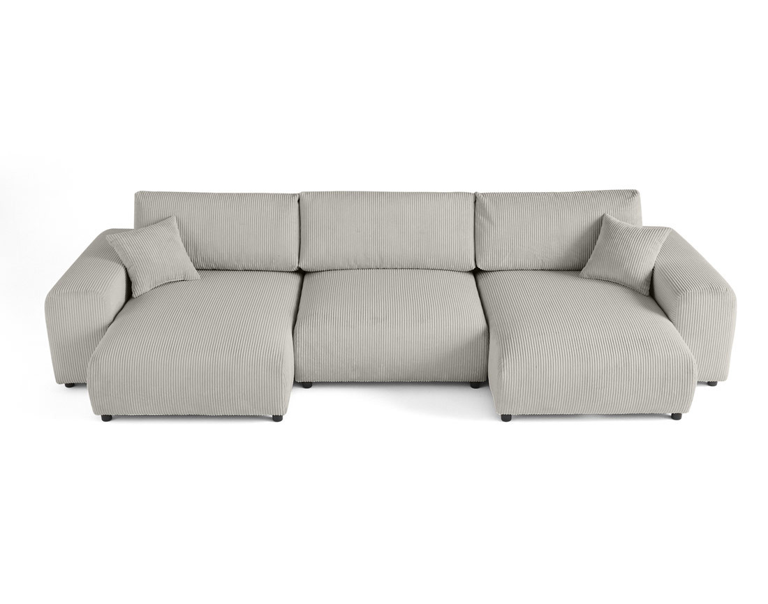 Canapé panoramique en U 7 places en velours côtelé Garance