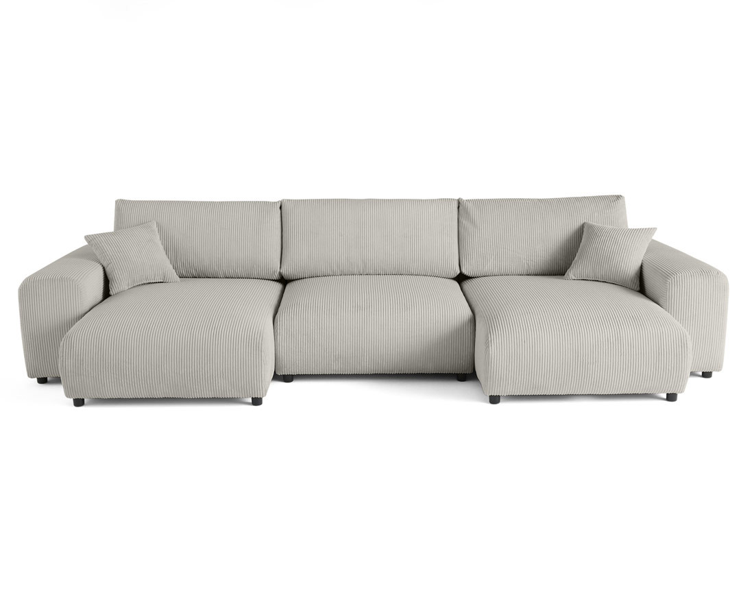 Canapé panoramique en U 7 places en velours côtelé Garance