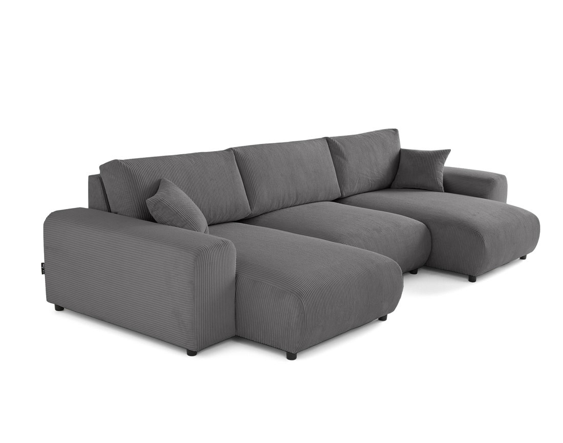 Canapé panoramique en U 7 places en velours côtelé Garance