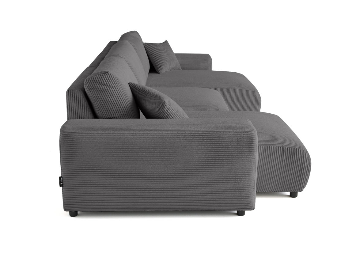 Canapé panoramique en U 7 places en velours côtelé Garance